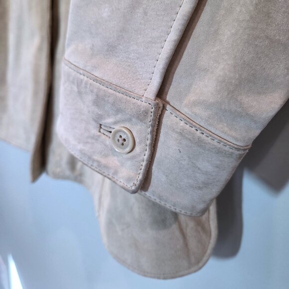 Eddie Bauer Light Tan Suede Button Up Barn Jacket Size M - Picture 7 of 9